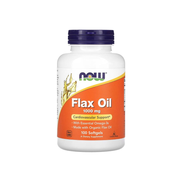 Лляна олія Now Foods Flax Oil Organic, 1000 мг, 100 софтгелів