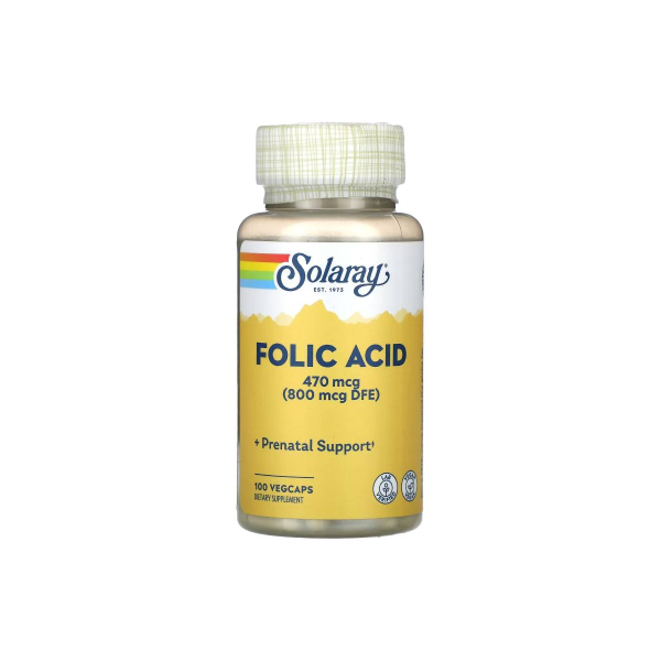 Фолієва кислота Solaray Folic Acid, 800 мкг, 100 капсул