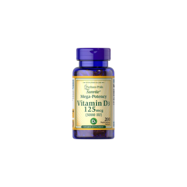 Вітамін Puritan's Pride Vitamin D3, 125 мкг (5000 IU), 200 софтгелів