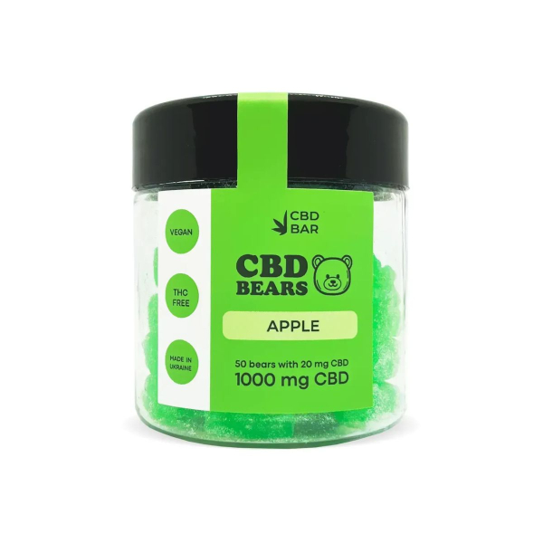 Желейні CBD ведмедики Hemp Factor (яблуко) 1000 мг, 50 желейних ведмедиків