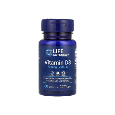 Вітамін Life Extension Vitamin D3, 175 мкг (7000 IU), 60 софтгелів