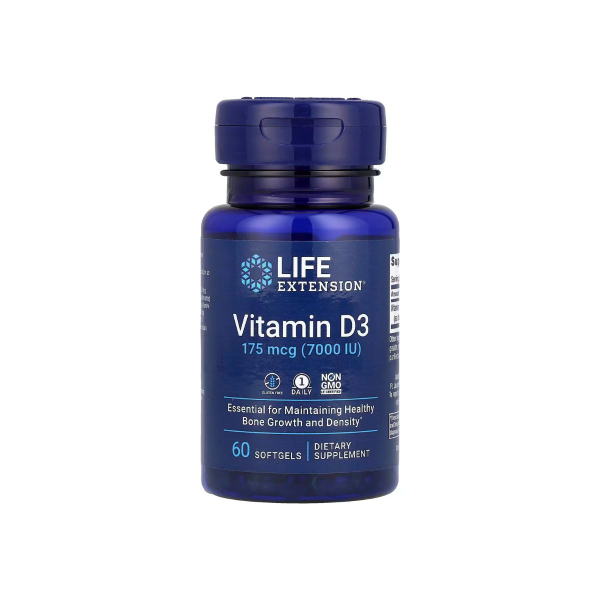 Вітамін Life Extension Vitamin D3, 175 мкг (7000 IU), 60 софтгелів