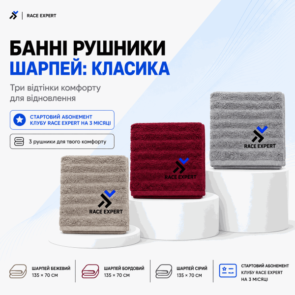 Набір «Банні рушники Шарпей: класика» — абонемент на 3 місяці
