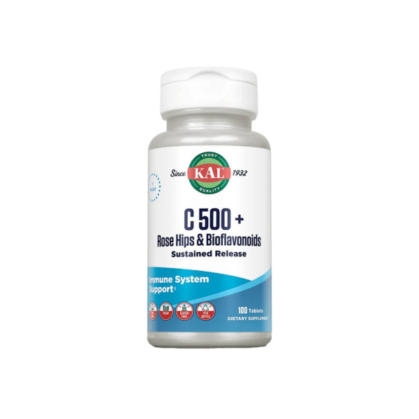 Вітамін KAL Vitamin C with Rose Hips & Bioflavonoids Sustained Release, 500 мг, 100 таблеток