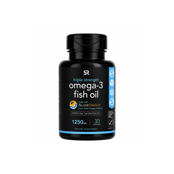Омега-3 Sports Research Omega-3 FO AlaskOmega (потрійна сила) 1250 мг 30 софтгелів