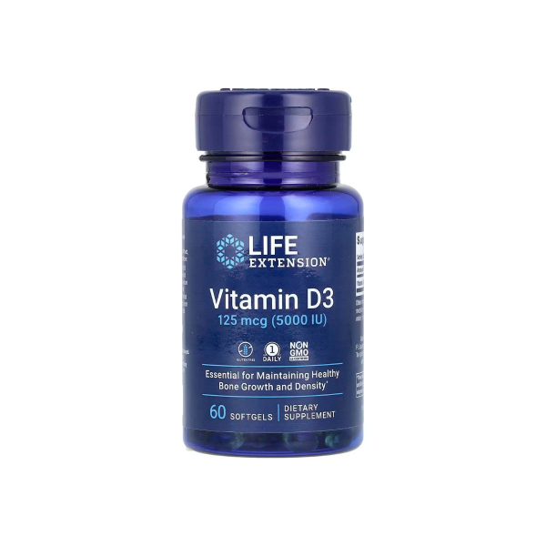 Вітамін Life Extension Vitamin D3, 125 мкг (5000 IU), 60 софтгелів