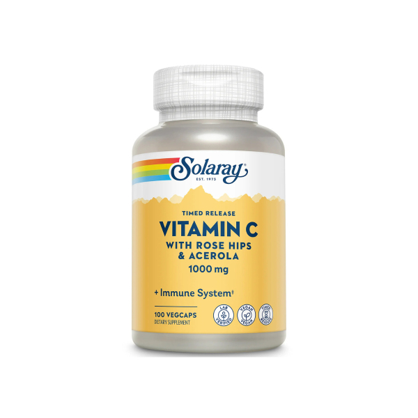 Вітамін Solaray Vitamin C with Rose Hips & Ace Timed Release, 1000 мг, 100 капсул         