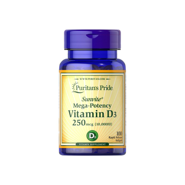 Вітамін Puritan's Pride Vitamin D3, 250 мкг (10000 IU), 100 софтгелів