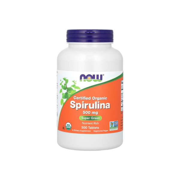 Органічна спіруліна Now Foods Organic Spirulina, 500 мг, 500 таблеток