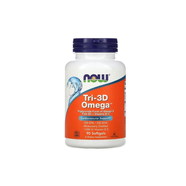 Омега-3 з вітаміном D3 Now Foods Tri-3D Omega, 90 софтгелів