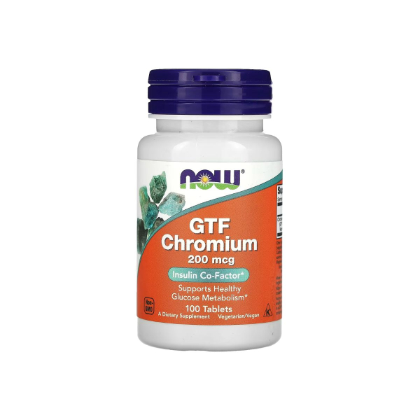 Хром Now Foods GTF Chromium, 200 мкг, 100 таблеток