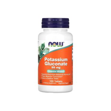 Глюконат калия Now Foods Potassium Gluconate, 99 мг, 100 таблеток