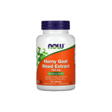 Екстракт ягід епімедіуму Now Foods Horny Goat Weed, 750 мг 90 таблеток 