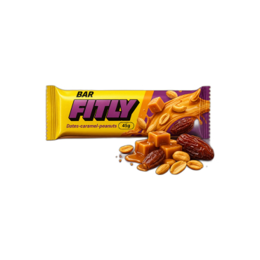 Вуглеводний батончик Fitly (фінік - арахіс - карамель) 45 г 