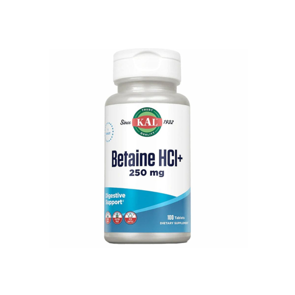 Бетаїн KAL Betaine HCl Plus, 250 мг, 100 таблеток