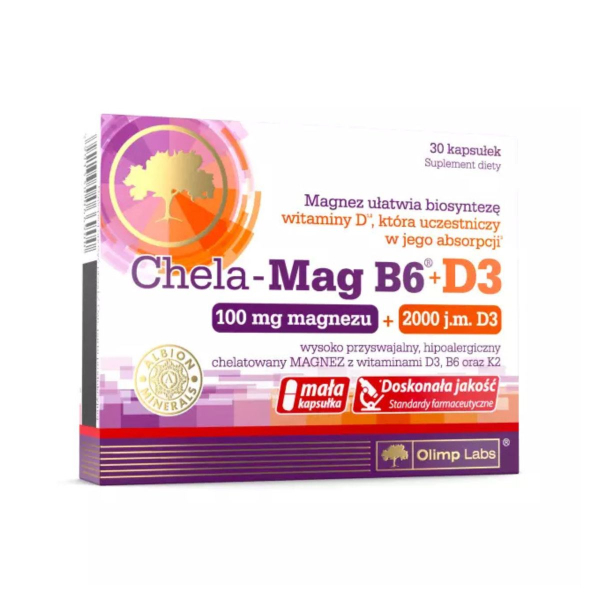 Магній та вітамін В6 + D3 Olimp Chela-Mag B6 + D3, 30 капсул