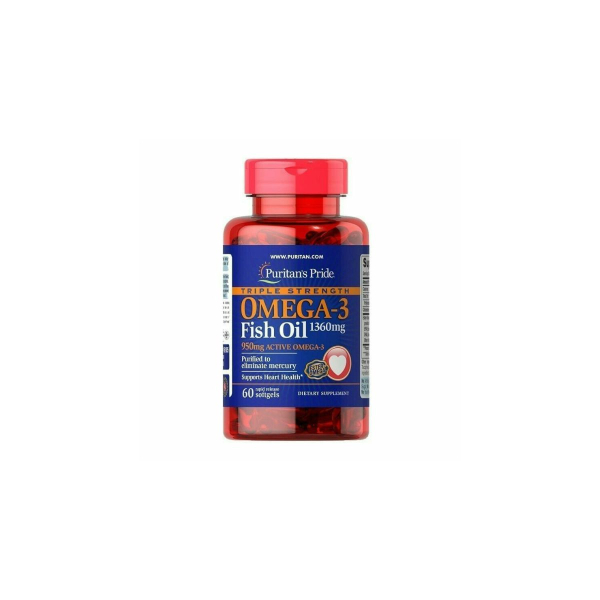 Омега-3 Puritan's Pride Triple Strength Omega-3 Fish Oil, 1360 мг, 240 софтгелів
