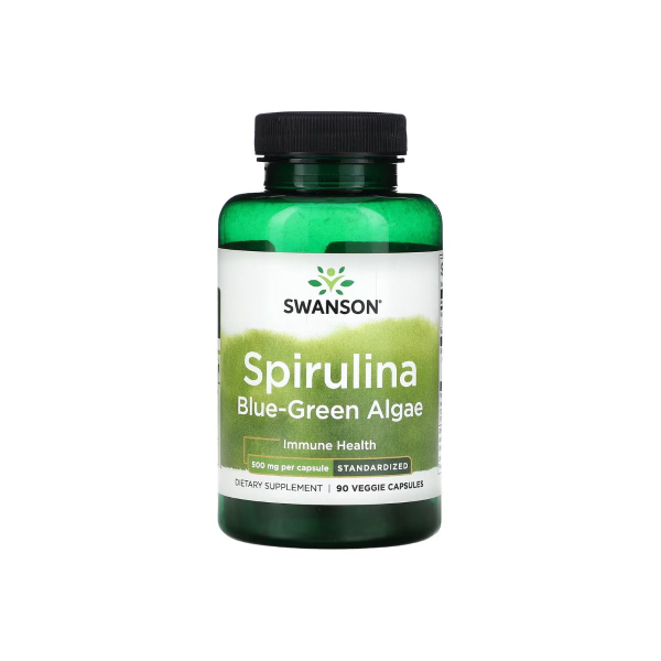 Спіруліна Swanson Spirulina Blue-Green Alhae, 500 мг, 90 капсул