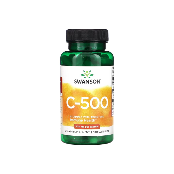 Вітамін С Swanson C-500 (з шипшиною) 500 мг, 100 капсул