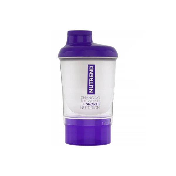 Шейкер Nutrend Shaker 2019 (фіолетовий-прозорий + додаткова чашка) 300 мл 