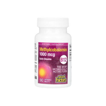 Вітамін Natural Factors B12 Methyl, 1000 мкг, 90 жувальних таблеток