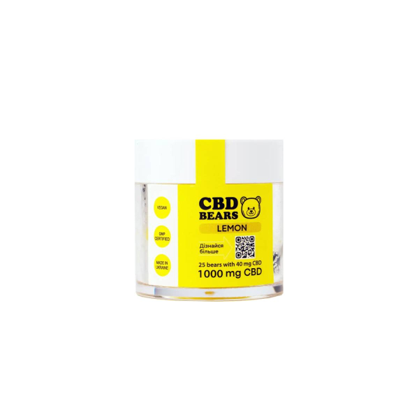 Желейні CBD ведмедики + магній Hemp Factor (лимон) 1000 мг, 25 желейних ведмедиків 