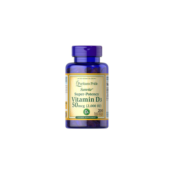 Вітамін Puritan's Pride Vitamin D3, 50 мкг (2000 IU), 200 софтгелів
