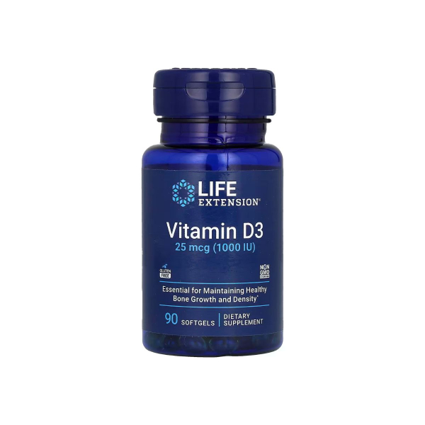 Витамин Life Extension Vitamin D3, 25 мкг (1000 IU), 90 софтгелей
