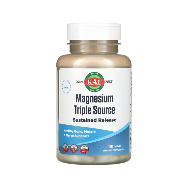 Магній KAL Magnesium Sustained Release Triple Source, 500 мг, 100 таблеток