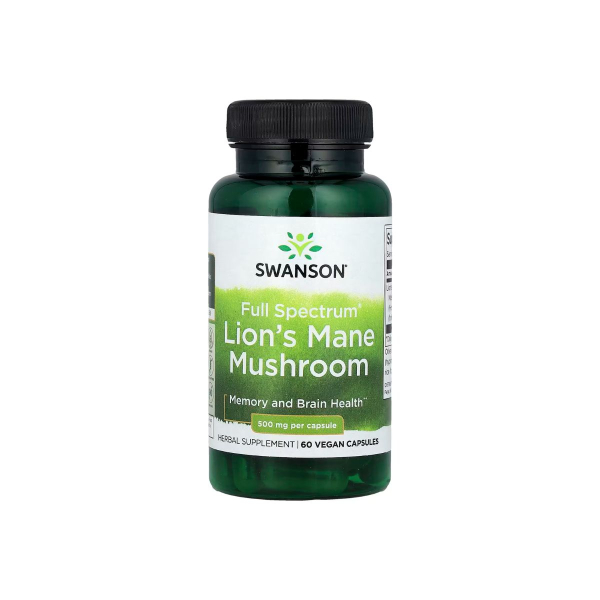 Їжовик гребінчастий Swanson Full Spectrum Lion's Mane Mushroom, 500 мг, 60 капсул