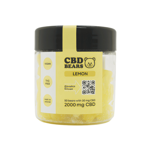 Желейні CBD ведмедики + магній Hemp Factor (лимон) 2000 мг, 50 желейних ведмедиків