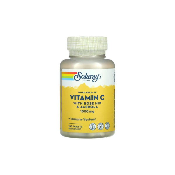 Вітамін Solaray Vitamin C with Rose Hips & Ace Timed Release, 1000 мг, 100 таблеток