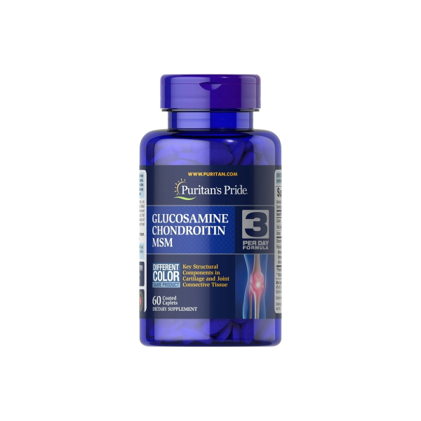 Комплекс для суглобів Puritan's Pride Glucosamine Chondroitin MSM Double Strength, 60 каплетів
