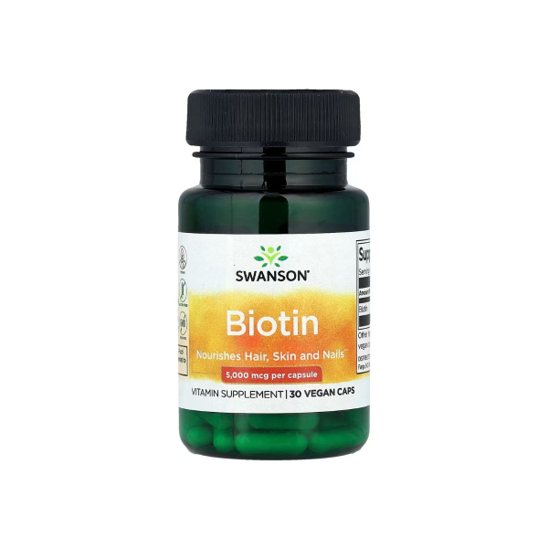 Біотин Swanson Biotin, 5000 мкг, 30 капсул
