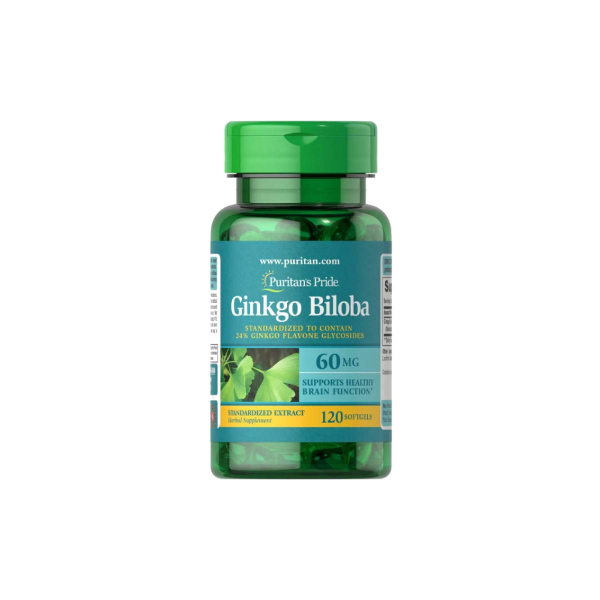 Гінкго Білоба Puritan's Pride Ginkgo Biloba Standardized Extract, 60 мг, 120 софтгелів 