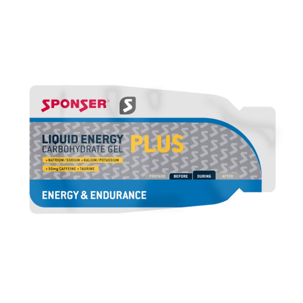 Гель вуглеводний з кофеїном Sponser Liquid Energy Gels Plus (нейтральний) 35 г