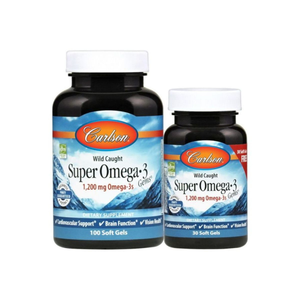 Омега-3 кислоти з риби дикого вилову Carlson labs Super Omega-3, 100+30 капсул