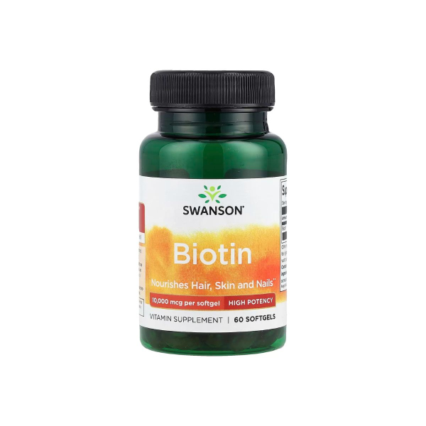 Біотин Swanson Biotin High Potency, 10000 мкг, 60 софтгелей