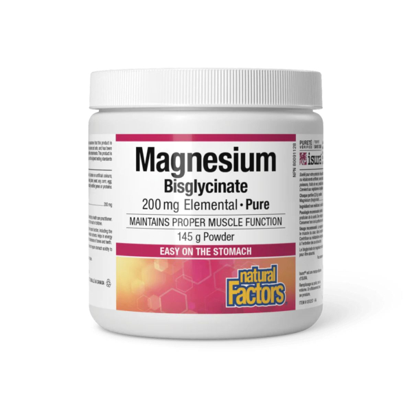 Бісгліцинат магнію Natural Factors Magnesium Bisglycinate, 200 мг, 145 г