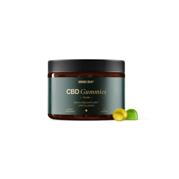 Канабідіол Mind Shi CBD Gummies Full Spectrum (яблуко-лимон) 750 мг, 30 жувальних таблеток 
