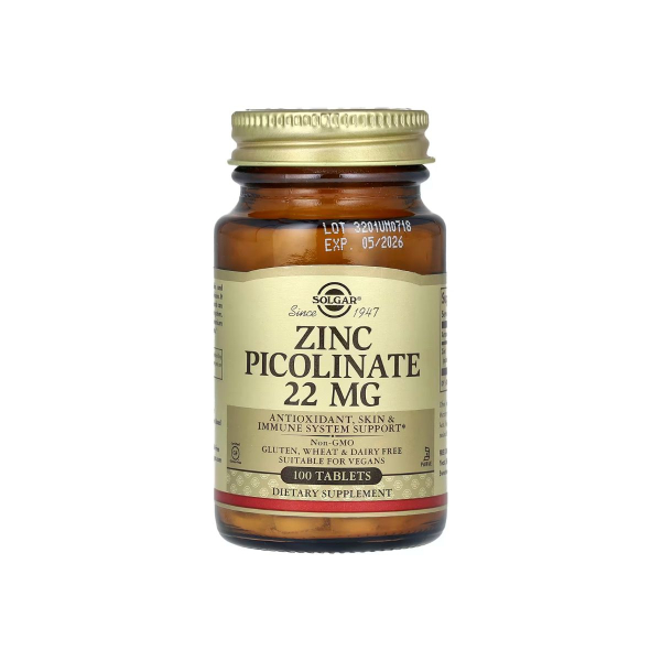 Піколінат цинку Solgar Zinc Picolinate, 22 мг, 100 таблеток
