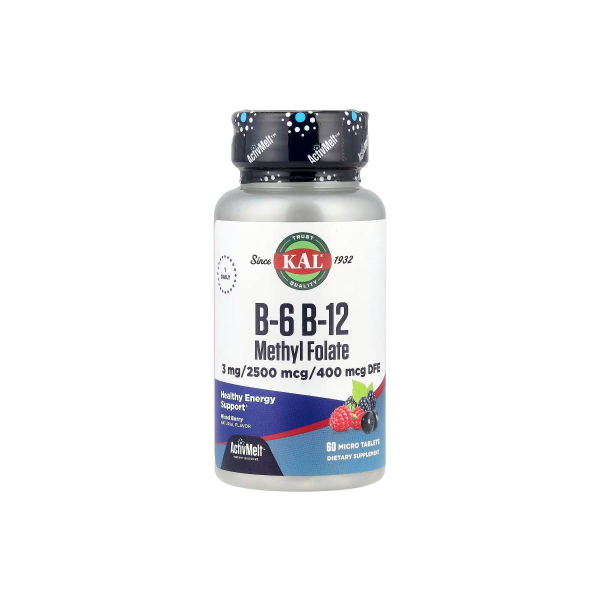 Комплекс B вітамінів KAL B6 B12 Methyl Folate ActivMelt Vegetarian (мікс ягод) 60 мікротаблеток