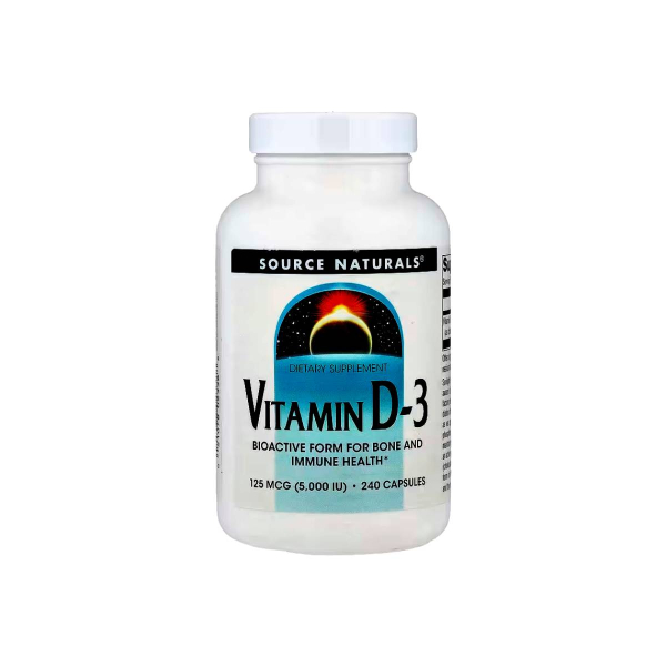 Витамин Source Naturals Vitamin D3, 5000 IU, 240 капсул