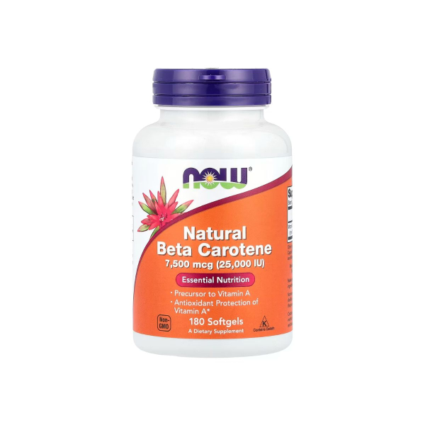 Амінокислота Now Foods Natural Beta Carotene 25000 IU, 180 софтгелів