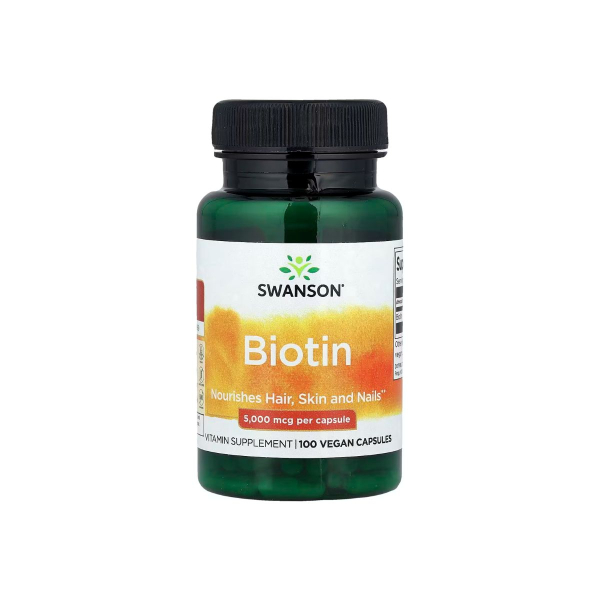Біотин Swanson Biotin, 5000 мкг, 100 капсул