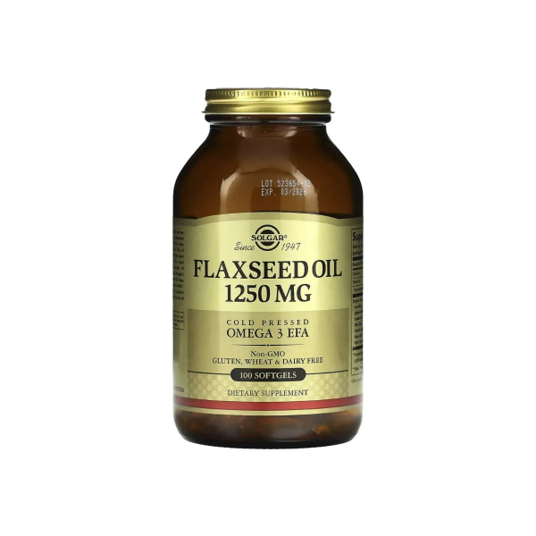 Лляна олія Solgar Flaxseed Oil, 1250 мг, 100 софтгелей