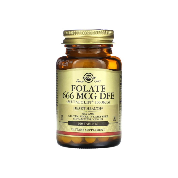 Фолат Solgar Folate 666 mcg DFE (Metafolin® 400 mcg) 100 таблеток