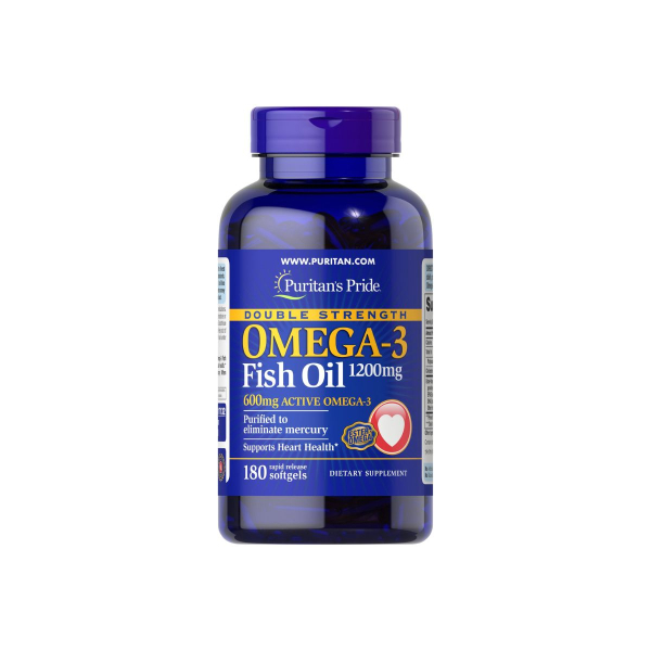 Омега 3 Puritan's Pride Double Strength Omega-3 Fish Oil, 1200/600, 180 софтгелів