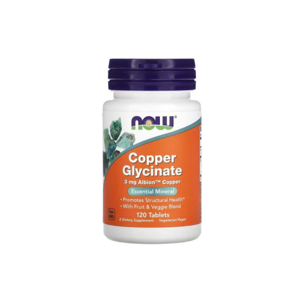 Гліцинат міді Now Foods Copper Glycinate, 3 мг, 120 таблеток