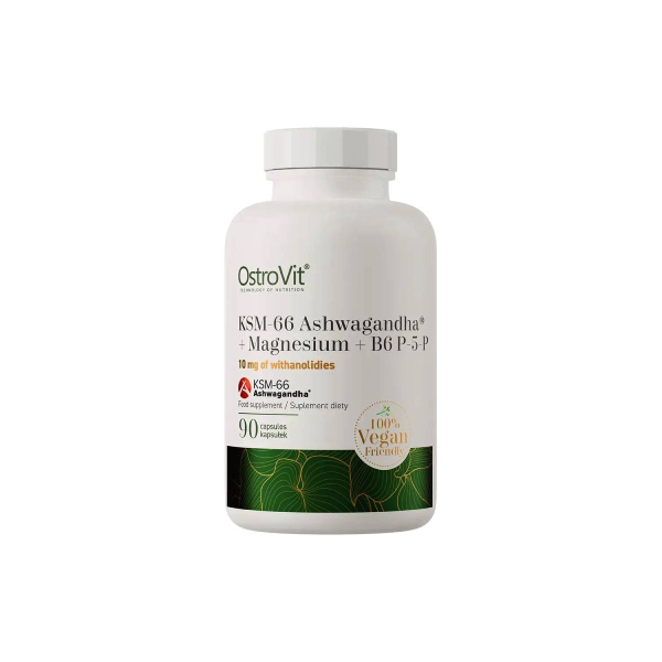 Комплекс OstroVit KSM-66 Ashwagandha + Magnesium + B6 P-5-P, 90 капсул